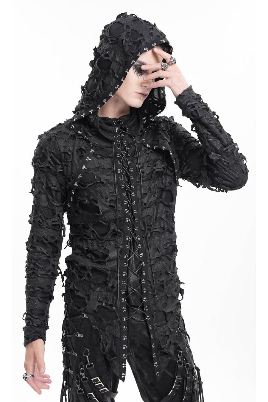 War Boy Shredded Hooded Top