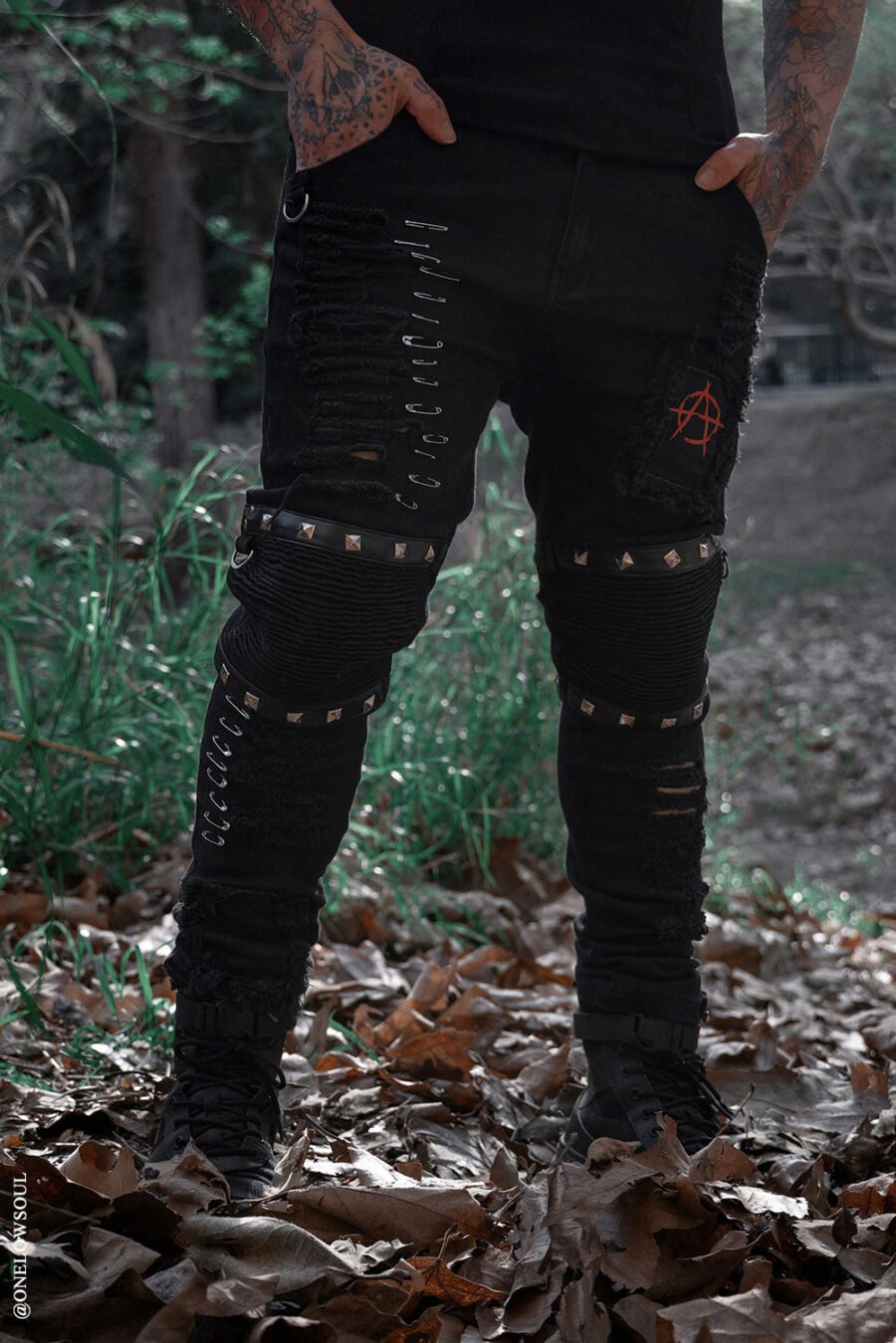 Annihilate Safety Pin Studded Pants