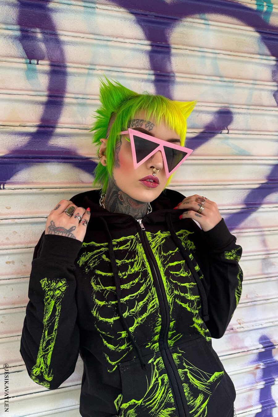 Zombie Rot Skeleton Hoodie [Monster Green]
